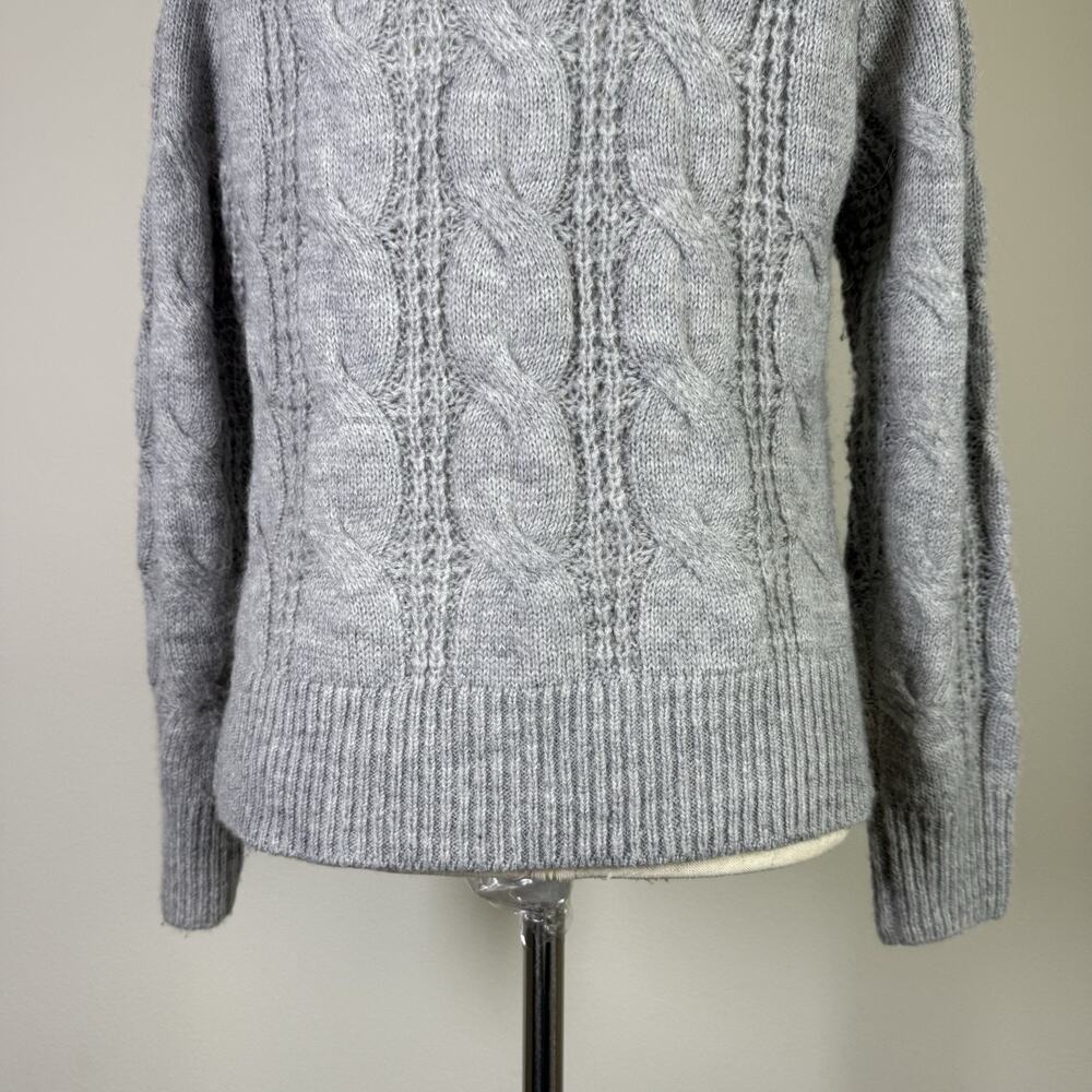 J Crew Crew Neck Cable Knit Sweater Women's XXS Grey Acrylic/Alpaca Blend Grey - Picture 7 of 16